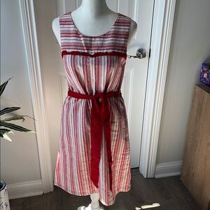 C. Luce Red and White Striped Sleeveless Dress (Small)